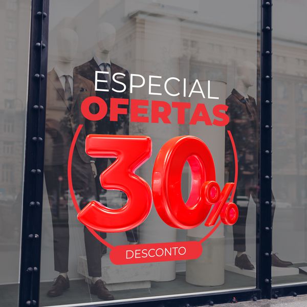 Adesivo Para Vitrine Especial Ofertas 30% desconto