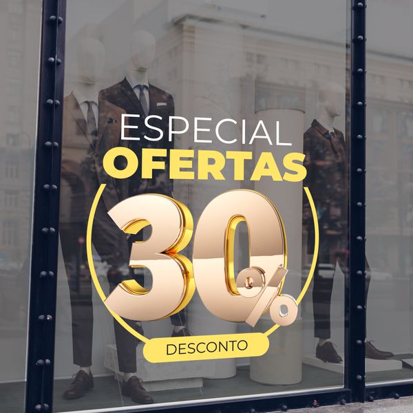 Adesivo Para Vitrine Especial Ofertas 30% desconto... - KRadesivos 