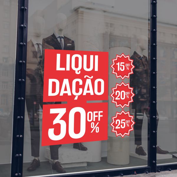 Adesivo Para Vitrine Liquidação 30% OFF 15, 20 e 2... - KRadesivos 