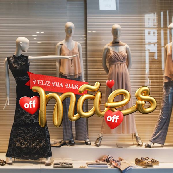 Adesivo Vitrine Feliz dia das Mães Dourado - AFMD - KRadesivos 