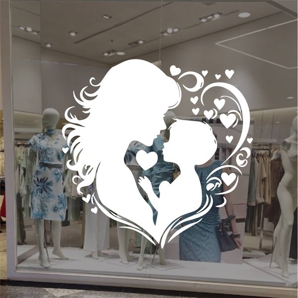 Adesivo Vitrine Feliz dia das Mães: Mãe e Filho - ... - KRadesivos 