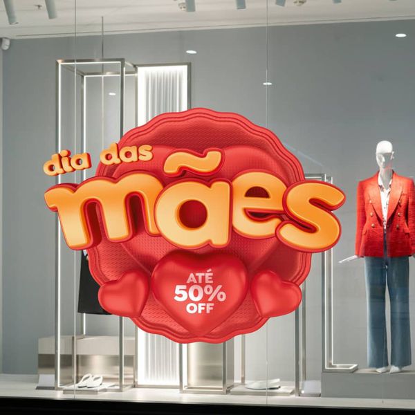 Adesivo Vitrine Dia das Mães 50% OFF - ADM50 - KRadesivos 