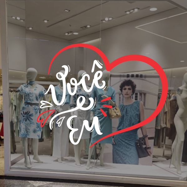 Adesivo de Vitrine Dia dos Namorados Você e Eu Amo... - KRadesivos 