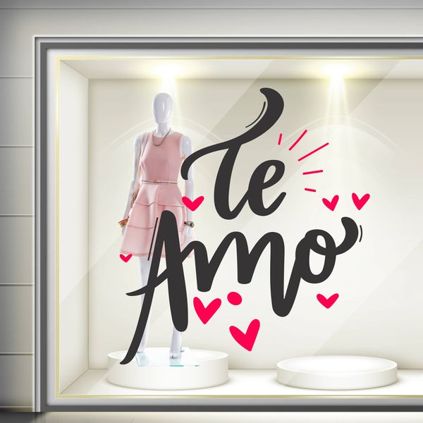 Adesivo para Vitrine Dia dos Namorados Te Amo - 07... - KRadesivos 