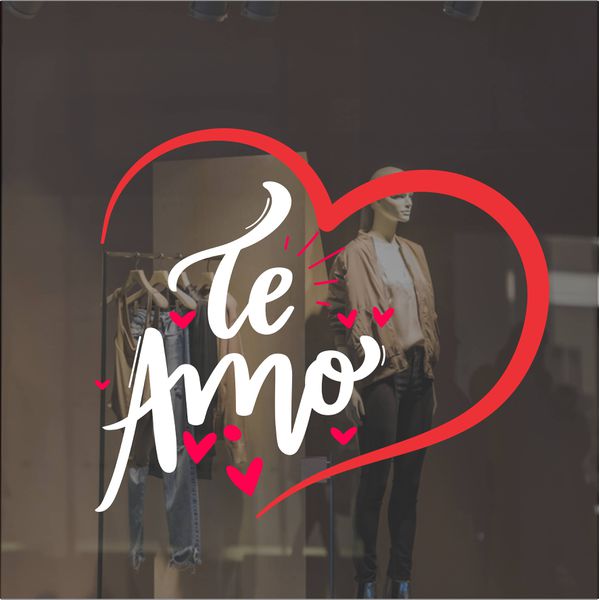 Adesivo de Vitrine Dia dos Namorados Te Amo Coraçã... - KRadesivos 