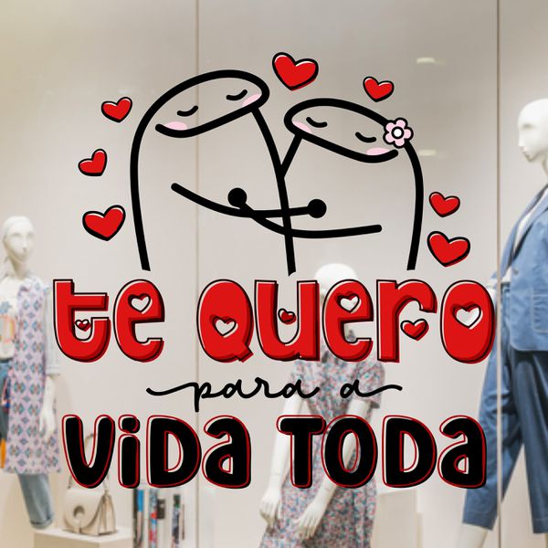 Vitrine dia dos namorados casal 1 - AVDN45 - KRadesivos 