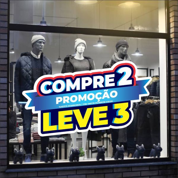 Adesivo Vitrine Compre 2 Leve 3 - Promoção - AVC2L... - KRadesivos 