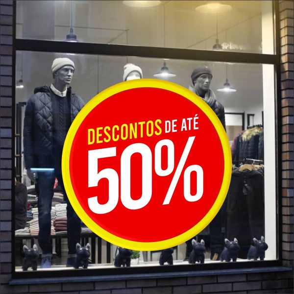 Adesivo Vitrine Desconto Promoção 50% - AVDP - KRadesivos 