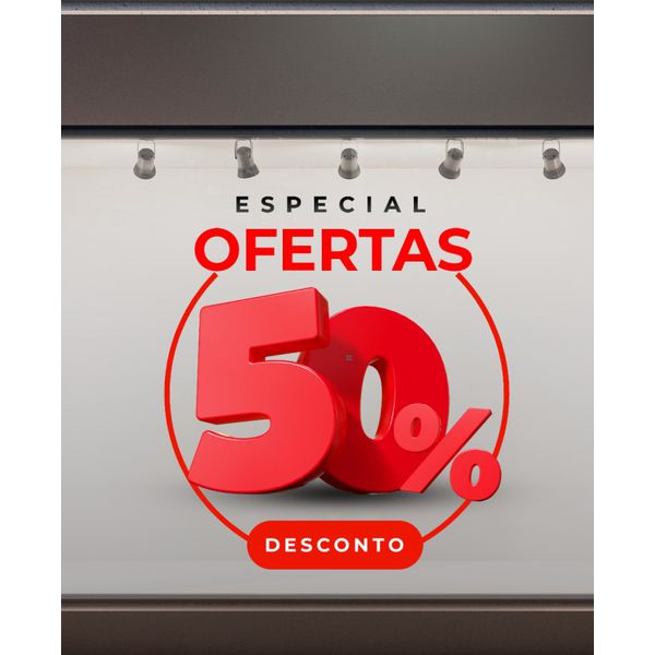 Adesivo Para Vitrine Promoção 50% Desconto mod.2