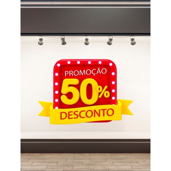 Adesivo Para Vitrine Promoção 50% Desconto 