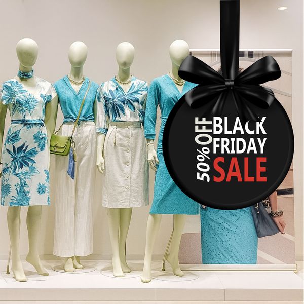 Adesivo para Vitrine Black Friday Laço 50% OFF - 0... - KRadesivos 