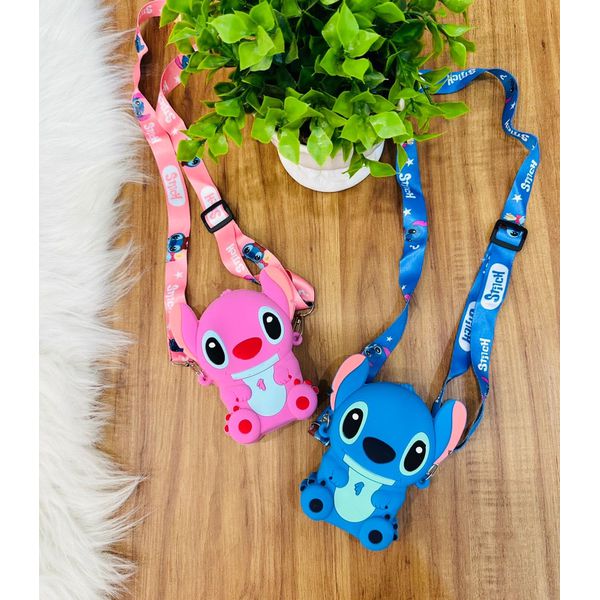 bolsa stitch rosa e azul 
