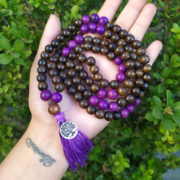 Japamala 108 contas Semente de Açaí Roxo