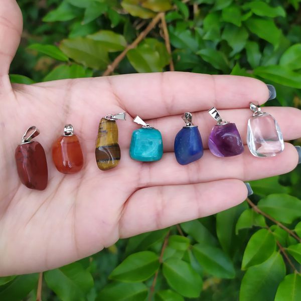 KIT 7 CHAKRAS PINGENTES PEDRAS ROLADA - EQUILÍBRIO 