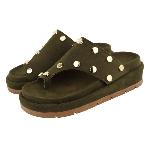 Flatform Vivi Camurça Verde Musgo
