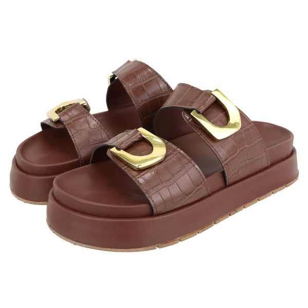 Flatform Rubi Croco Marrom