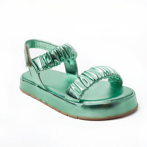 Sandália Flatform Poli Metalizado Verde