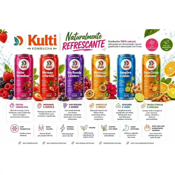 Kombucha Kit Mix Surpresa 36 Latas 269ml -Kulti - Kulti Kombucha