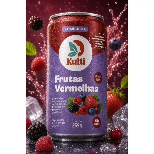 Kombucha Frutas Vermelhas (12 Latas) 269mL-Kulti