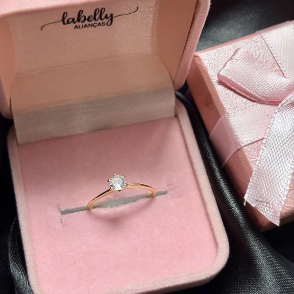 ANEL SOLITÁRIO IMPERATRIZ - BANHADO A OURO18k 