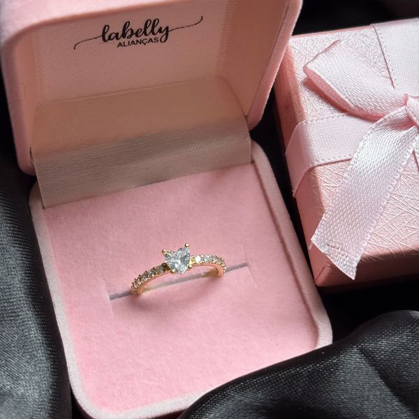 ANEL SOLITÁRIO LOVE - BANHADO A OURO18k