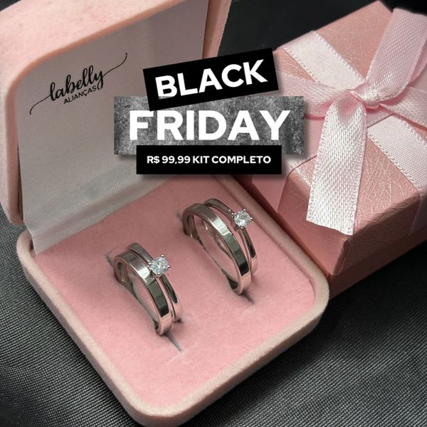 PAR DE ALIANÇAS GIRLS 2’MM RETA POLIDA - COM DOIS ANÉIS SOLITÁRIOS DE BRINDE 