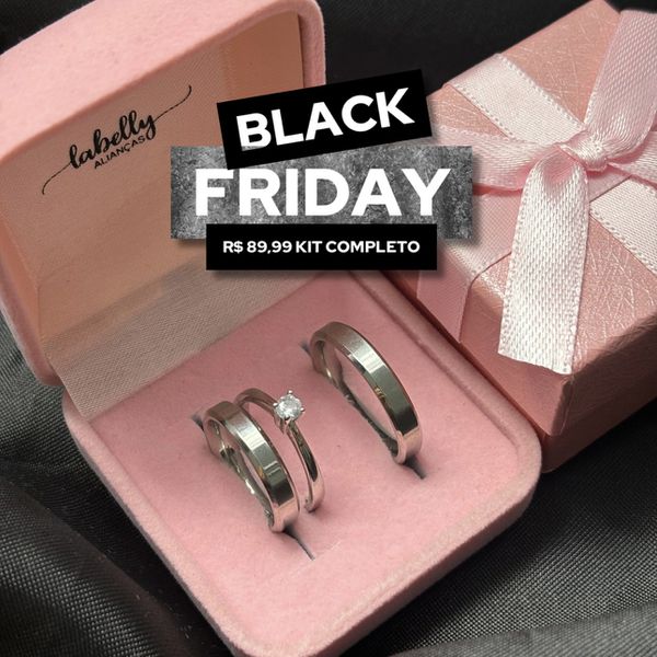 PAR DE ALIANÇAS AÇO INOXIDÁVEL 3MM CHANFRADA POLIDA - COM ANEL SOLITÁRIO DE BRINDE 