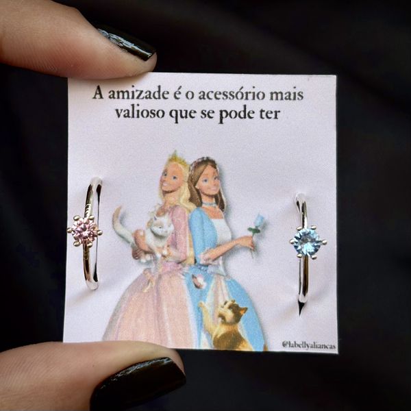 ANÉIS BARBIE PRINCESA & PLEBEIA - KIT 2 UNIDADES 