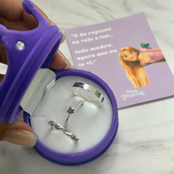 ALIANÇAS RAPUNZEL 3MM - COM ANEL SOLITÁRIO LOVINHO