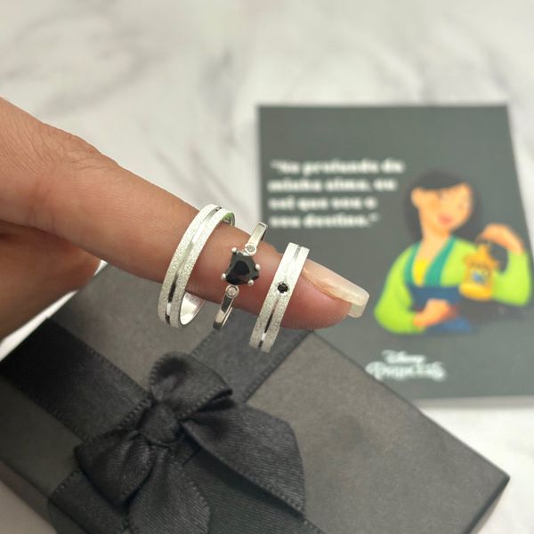 ALIANÇAS MULAN 3MM - COM ANEL SOLITÁRIO MY HEART