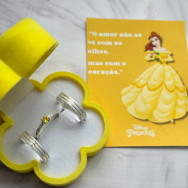 ALIANÇAS BELA 4MM - COM ANEL SOLITÁRIO CRAVEJADO