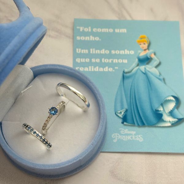 ALIANÇAS CINDERELA 2MM - COM ANEL SOLITÁRIO LUXO