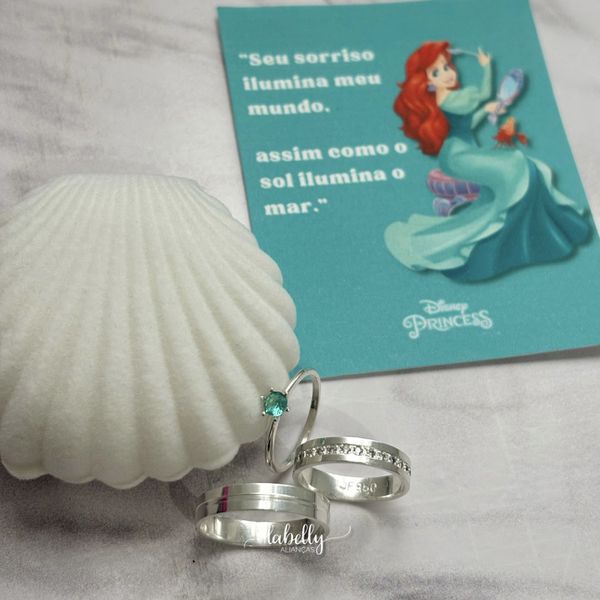 ALIANÇAS ARIEL 4MM - COM ANEL SOLITÁRIO IMPERATRIZ