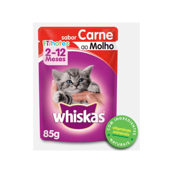 CARNE GATO WHISKAS PF FILHOTE CARNE 85G 