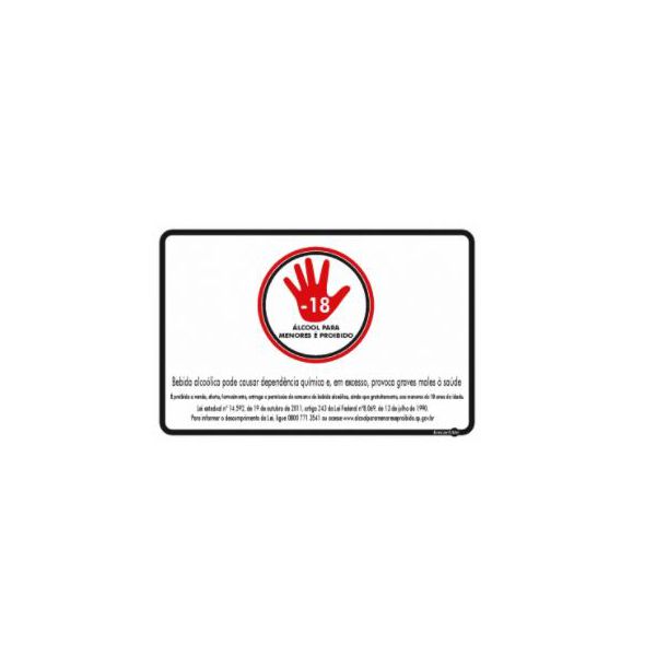 PLACA SINAL 20X30CM 654 PROIB VDA BEB MENOR