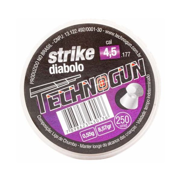 CHUMBINHO STRIKE DIABOLO 4,5MM C/ 250 UND TECHNOGUN