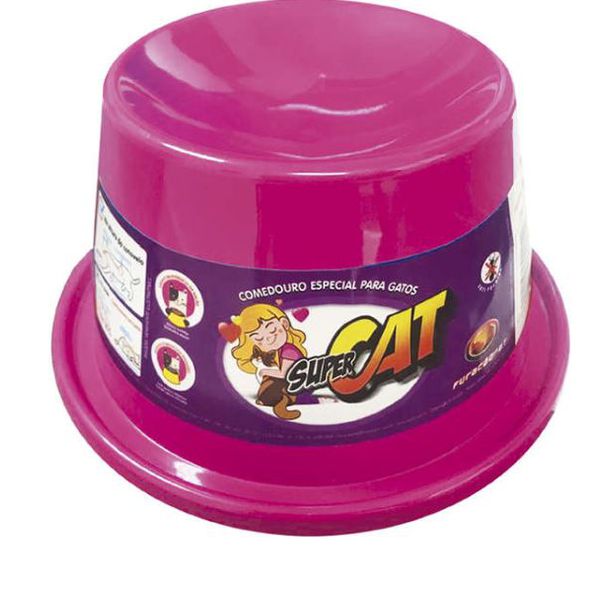 COMEDOURO GATO 200ML ROSA SUPERCAT