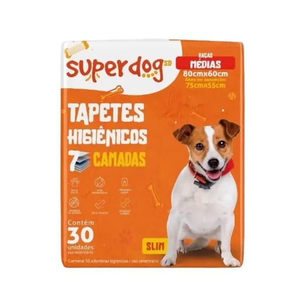TAPETE CAO HIGIENICO SUPER DOG C/30 R.MEDIAS (80X60)