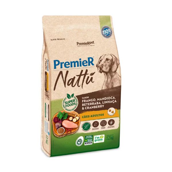 RACAO CAO PREMIER NATTU 12KG AD MANDIOCA