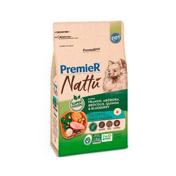 RACAO CAO PREMIER NATTU 2.5KG AD RAÇAS PEQ ABÓBORA