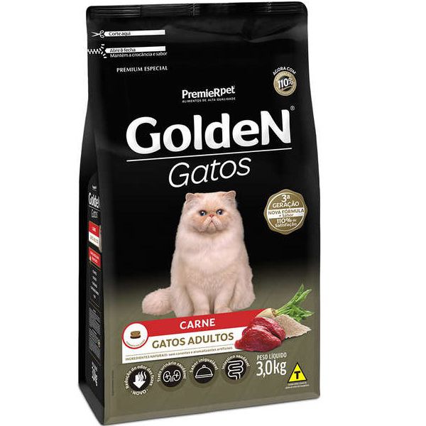 RACAO GATO GOLD ADULT CARNE 3 KG