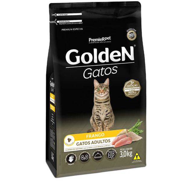 RACAO GATO GOLD ADULT FRANGO 3 KG