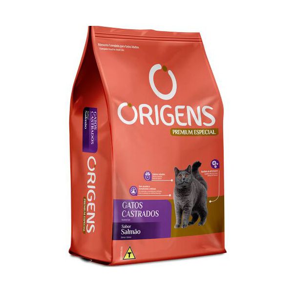 RACAO GATO ORIGENS 3KG AD SALMAO CASTRADO