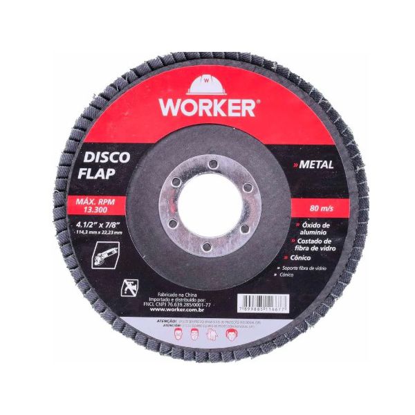 DISCO LIXA FLAP FERRO 115X22 G 80 WORKER
