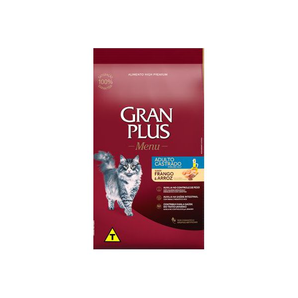 RACAO GATO GRAN PLUS 3 KG CAST FRANGO E ARROZ