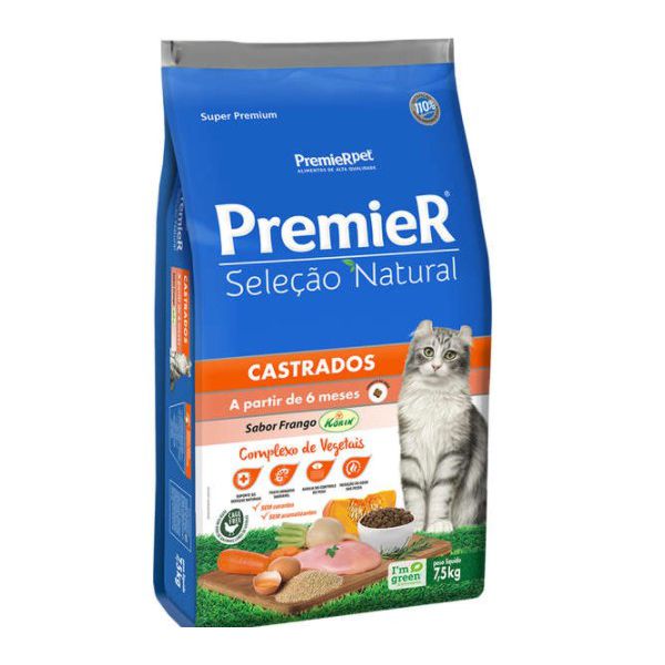 RACAO GATO PREMIER SEL NAT AD 7,5 KG