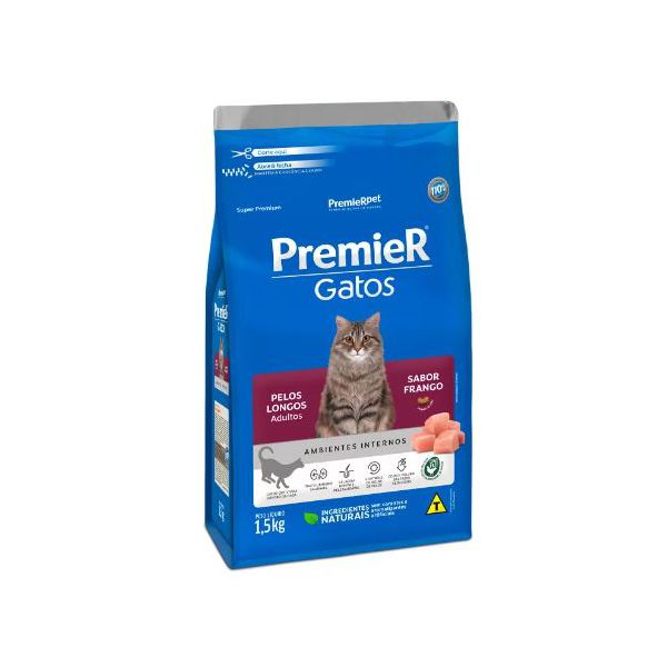 RACAO GATO PREMIER AD 1.5KG FRANGO PELOS LONGOS