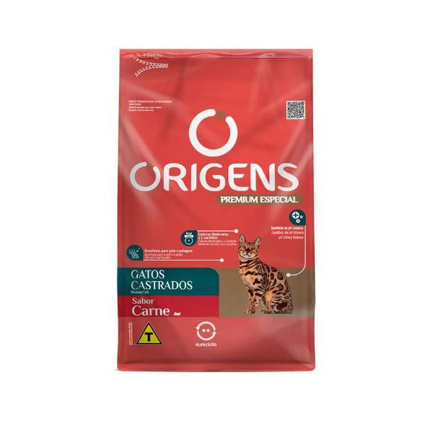 RACAO GATO ORIGENS 3KG AD CARNE CASTRADO