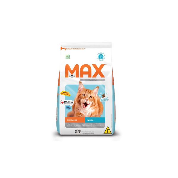 RACAO GATO MAX CAT CASTRADO 1 KG FRANGO