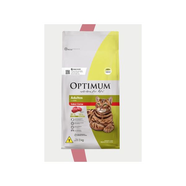 RACAO GATO OPTIMUM DRY CARNE 3 KG AD